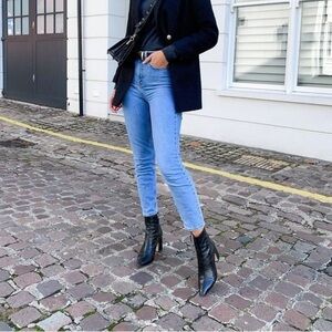 MARC FISHER Womens Black Crocodile Daith Toe Block Heel Leather Booties 6.5 M